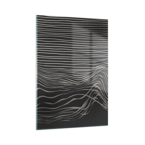 Impression sur verre - Image sur verre - Lignes délicates dans un arrangement abstrait sur un fond sombre - 50x70cm - Rythme et accent - Décoration murale moderne pour le salon et la chambre ARTTOR