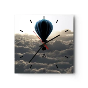 Horloge murale - Pendule murale - Une montgolfière contre un ciel nuageux au coucher du soleil - 30x30cm - Un vagabond au dessus des nuages - Décoration murale moderne pour le salon et la chambre ARTTOR