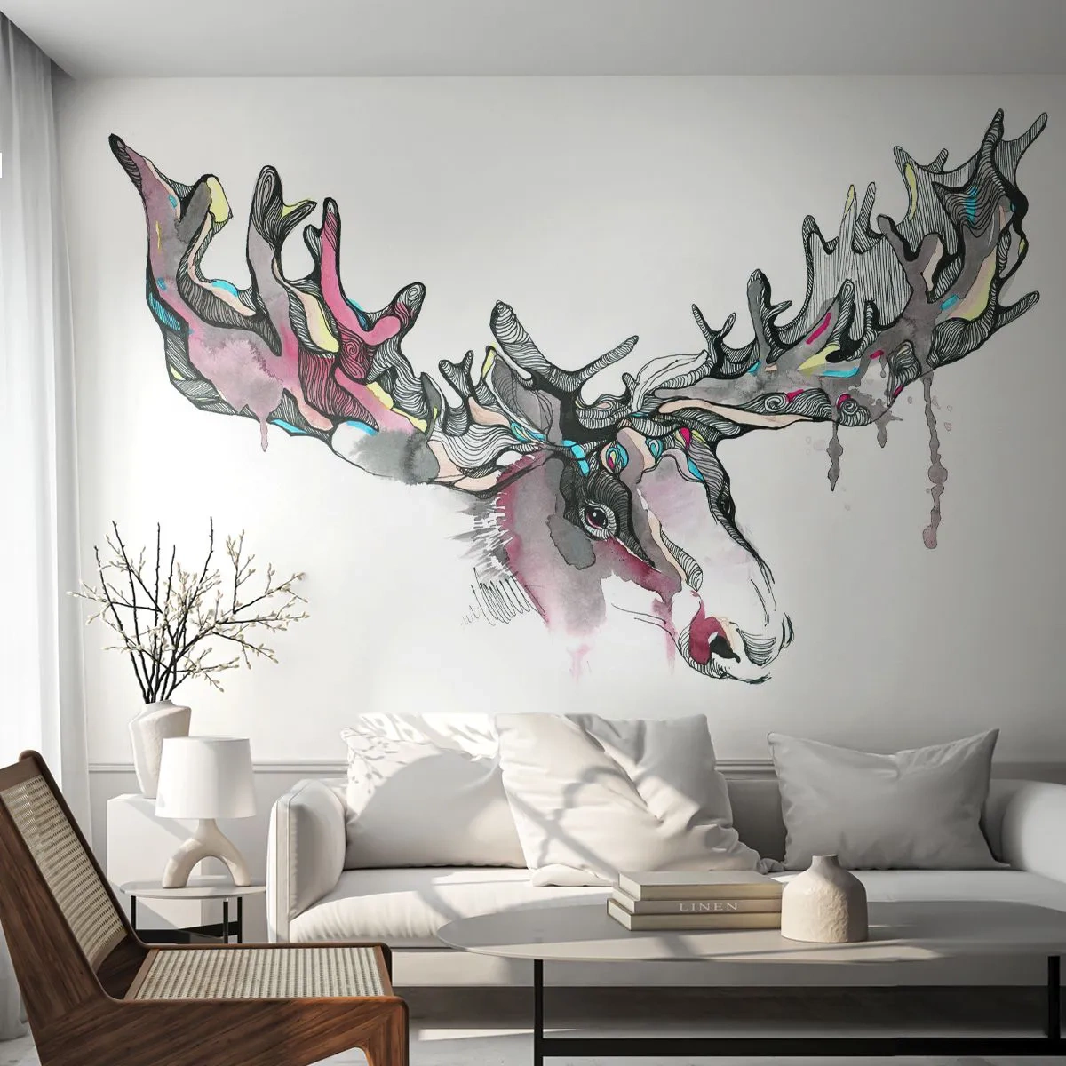 Papier Peint Autocollant Deluxe Sticker - Couronne du roi de la forêt - Abstraction, Élan, Nature - 250x175 cm