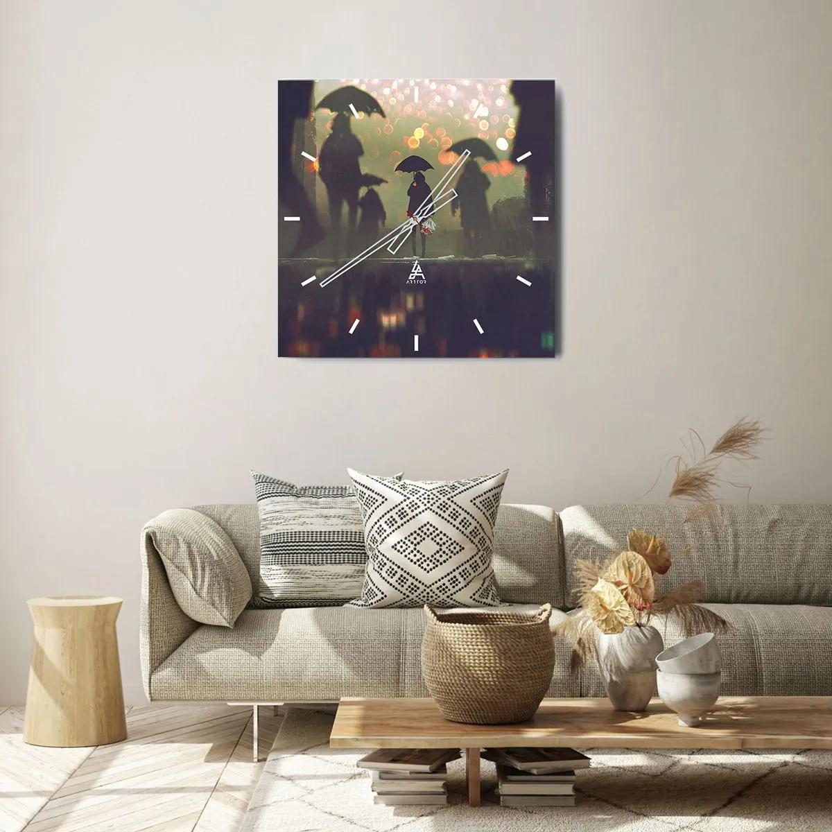 Horloge murale - Pendule murale - Du point de vue d'une goutte de pluie - 40x40 cm