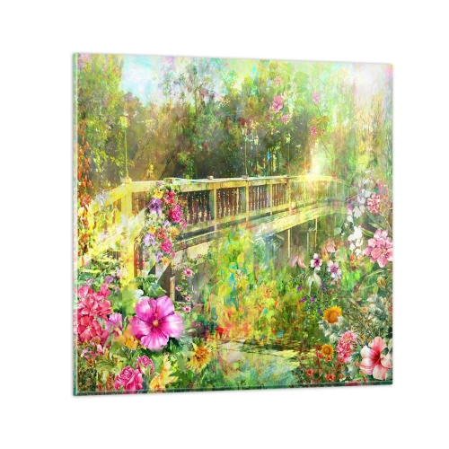 Impression sur verre - Image sur verre - Le soupire d'un pont de printemps - 70x70 cm
