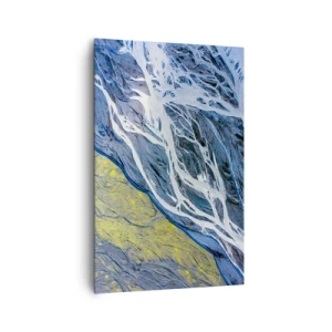 Impression sur toile - Image sur toile - Vue aérienne abstraite des lits de rivières sinueux - 80x120cm - Peintures rupestres de la nature - Décoration murale moderne pour le salon et la chambre ARTTOR