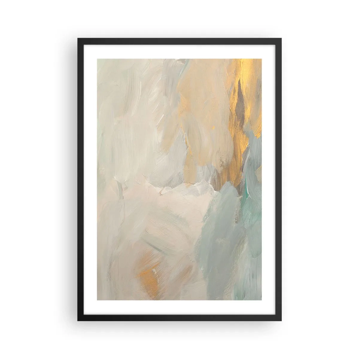 Affiche dans un cadre noir - Poster - Composition de peinture abstraite aux tons pastel - 50x70cm - Abstraction – le pays de la douceur - Décoration murale moderne pour le salon et la chambre ARTTOR