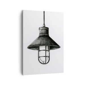 Impression sur toile - Image sur toile - Dessin d'une lampe suspendue rétro sur fond blanc - 50x70cm - Comme il y a des années… - Décoration murale moderne pour le salon et la chambre ARTTOR