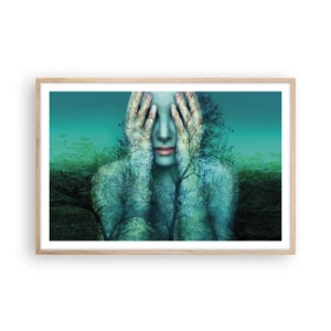 Affiche dans un chêne clair - Poster - immergé dans l'azur - 91x61 cm