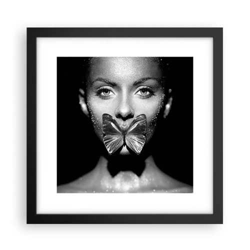 Affiche dans un cadre noir - Poster - Baiser papillon - 30x30 cm