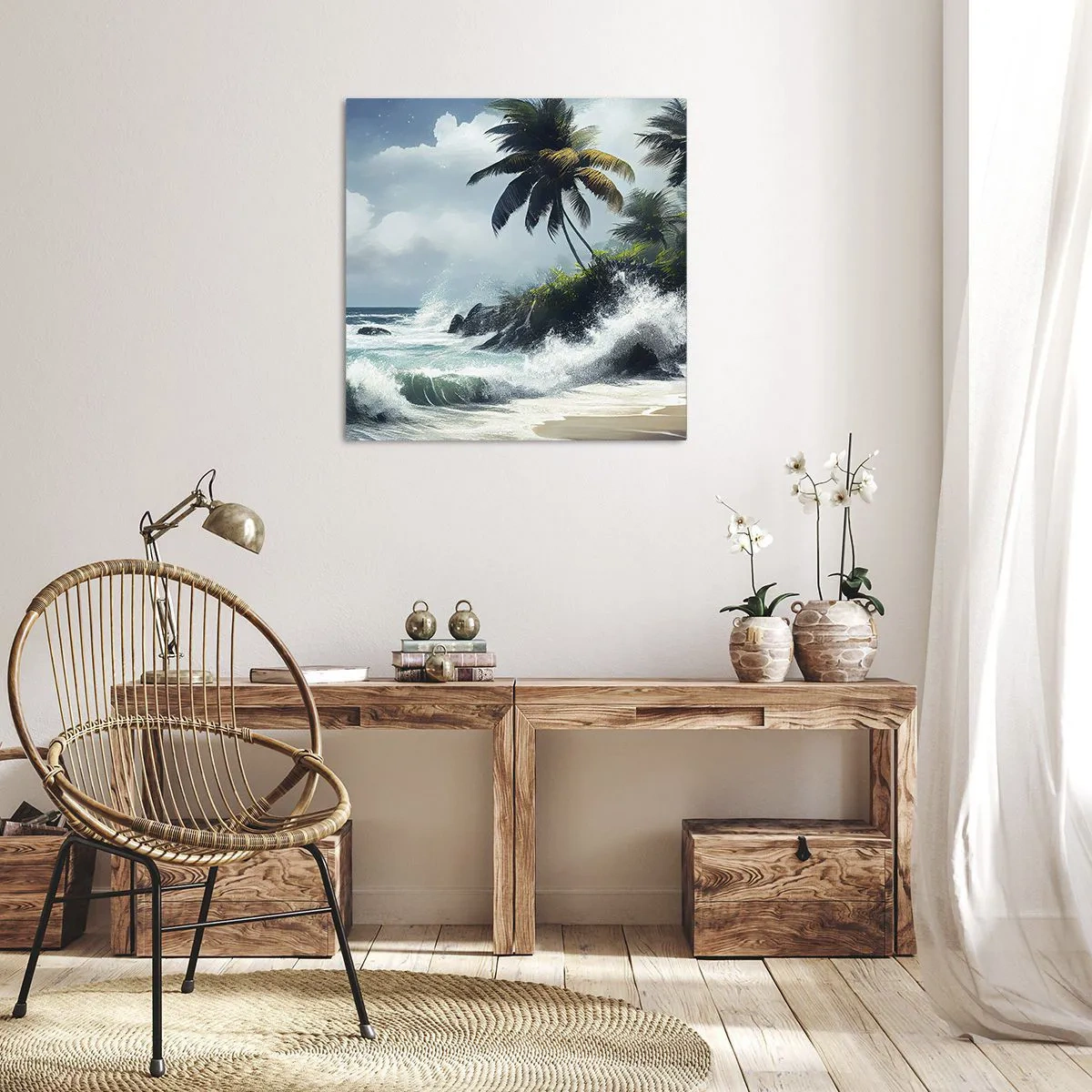 Impression sur toile - Image sur toile - Sur une côte tropicale - 40x40 cm