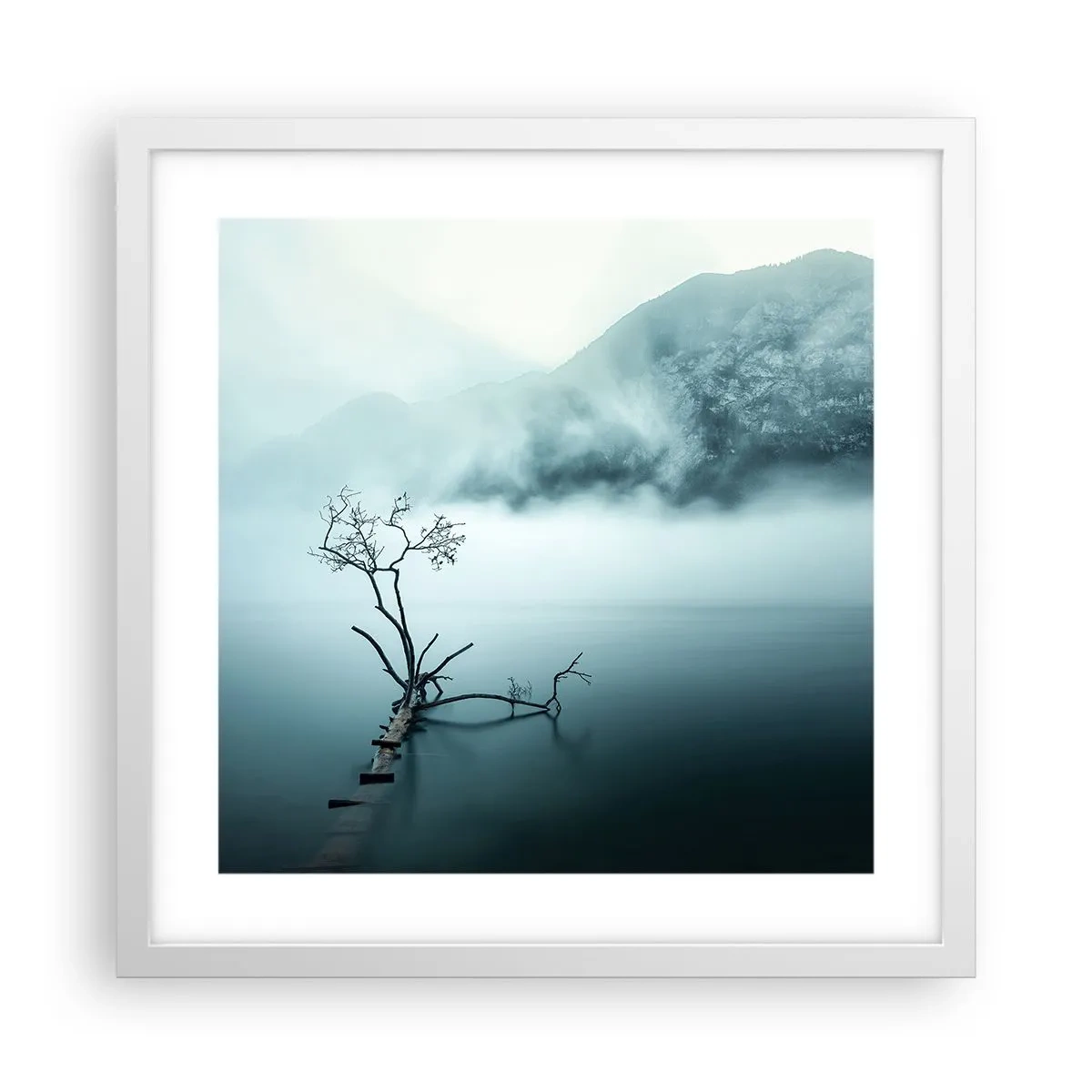 Affiche dans un cadre blanc - Poster - D'eau et de brouillard - 40x40 cm
