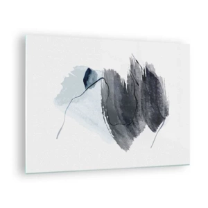 Impression sur verre - Image sur verre - Une composition abstraite dans les tons bleu marine et gris - 70x50cm - Intensité et mouvement - Décoration murale moderne pour le salon et la chambre ARTTOR