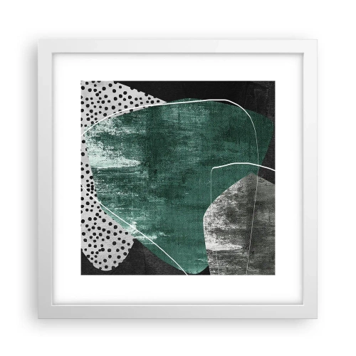 Affiche dans un cadre blanc - Poster - Abstraction colorée avec feuille d'or - 30x30 cm