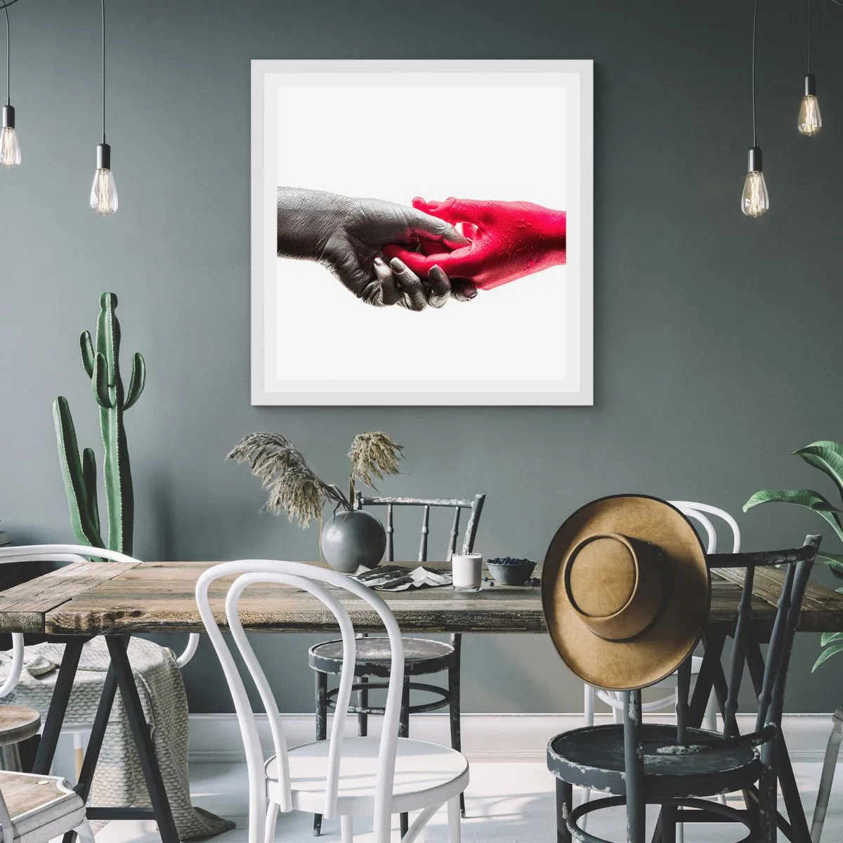 Affiche dans un cadre blanc - Poster - Ensemble, bien que différents - 50x50 cm