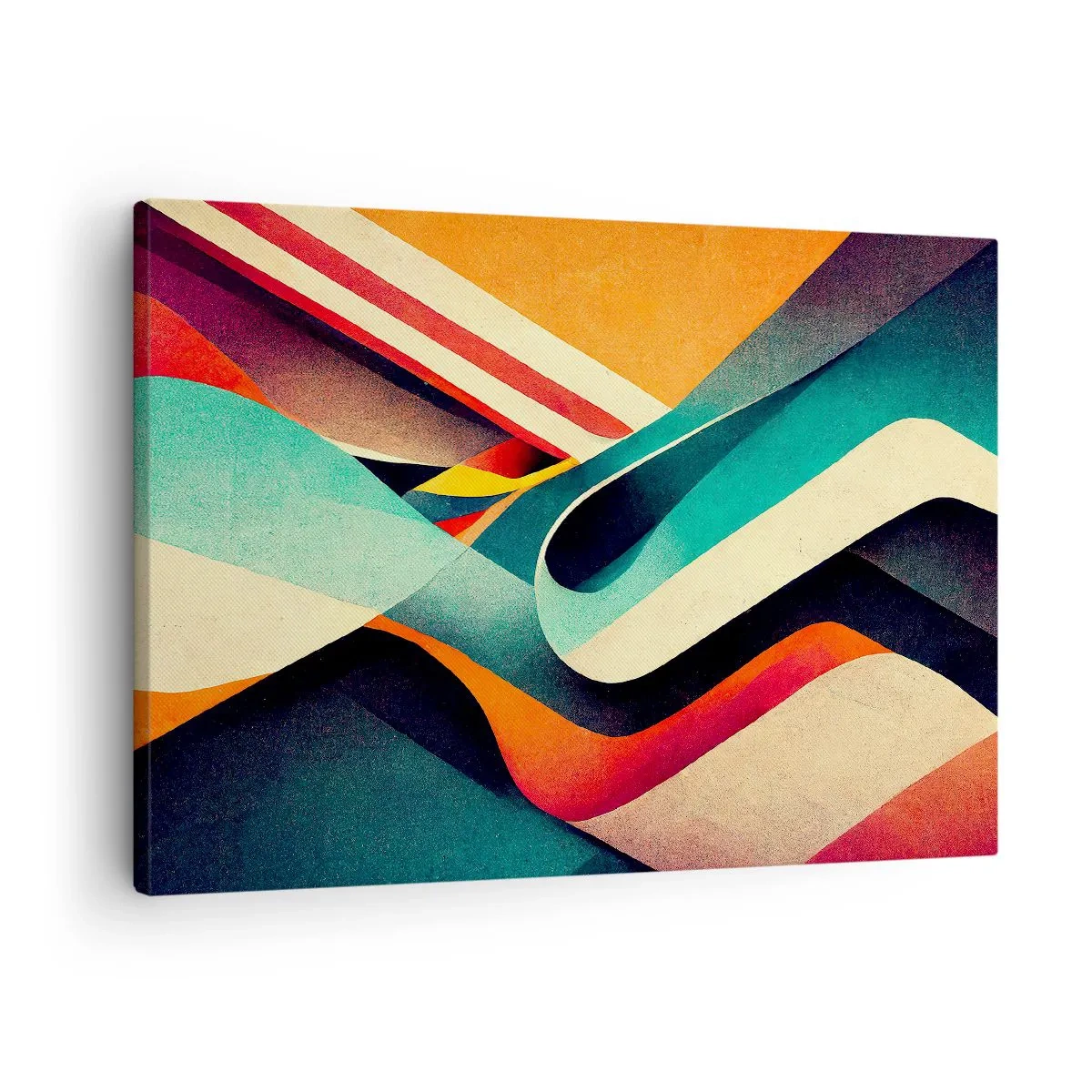 Impression sur toile - Image sur toile - Vagues abstraites colorées dans une composition dynamique - 70x50cm - Composition intense - Décoration murale moderne pour le salon et la chambre ARTTOR