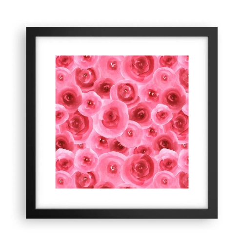 Affiche dans un cadre noir - Poster - Roses en-haut et en-bas - 30x30 cm