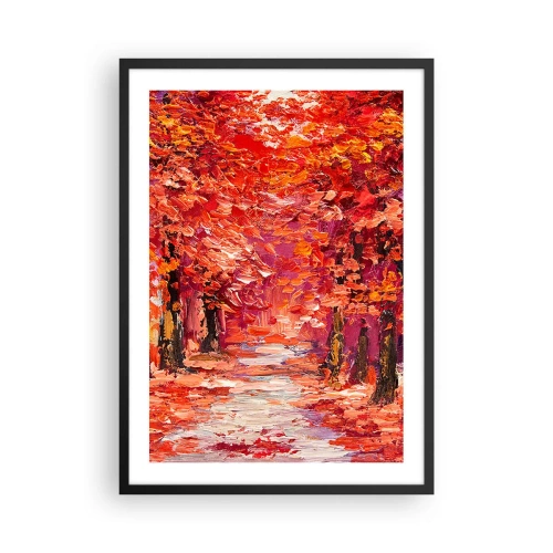 Affiche dans un cadre noir - Poster - Une allée d'automne pittoresque aux tons rouges - 50x70cm - Impression d'automne - Décoration murale moderne pour le salon et la chambre ARTTOR