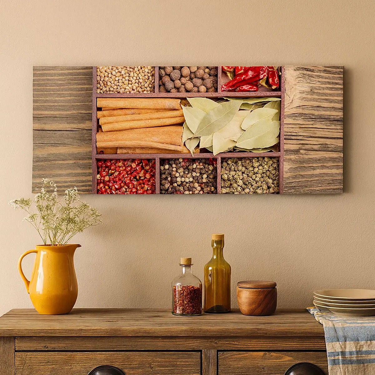 Impression sur toile - Image sur toile - Ordre des formes, bouquet d'arômes - 100x40 cm