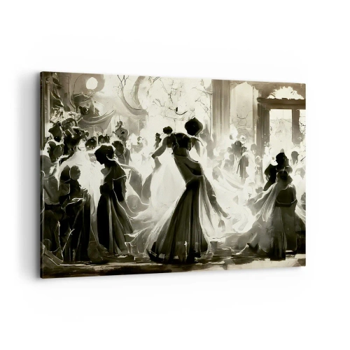Impression sur toile - Image sur toile - Boule de style rétro en noir et blanc - 100x70cm - La grande mascarade - Décoration murale moderne pour le salon et la chambre ARTTOR