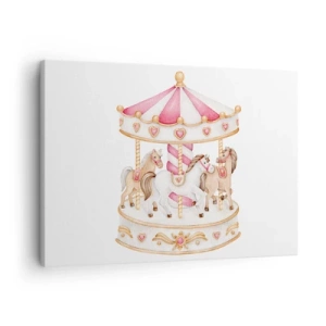Impression sur toile - Image sur toile - Carrousel vintage coloré avec des chevaux - 70x50cm - Le doux monde de l'enfance - Décoration murale moderne pour le salon et la chambre ARTTOR
