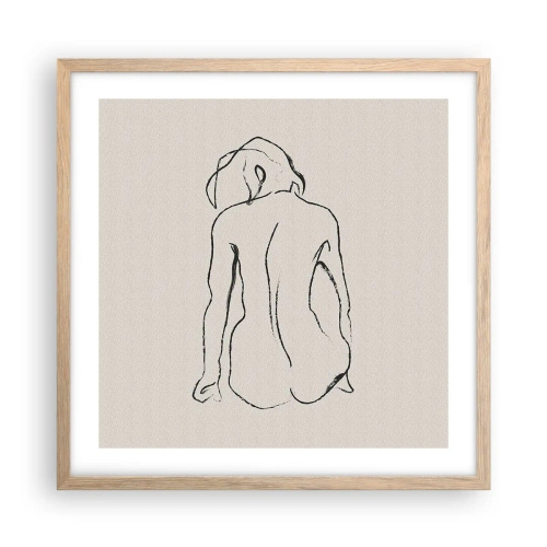 Affiche dans un chêne clair - Poster - Femme nue - 50x50 cm