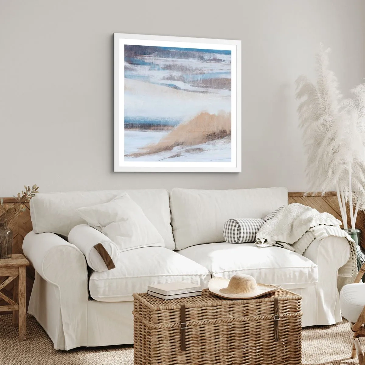 Affiche dans un cadre blanc - Poster - Composition hivernale - 60x60 cm