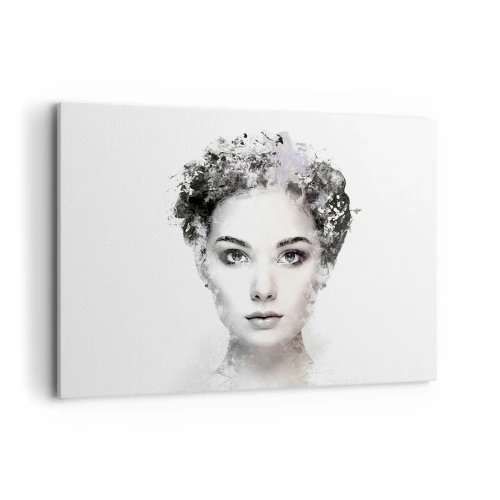 Impression sur toile - Image sur toile - Un portrait artistique d'une femme aux accents abstraits délicats. - 100x70cm - Un portrait extrêmement stylé - Décoration murale moderne pour le salon et la chambre ARTTOR