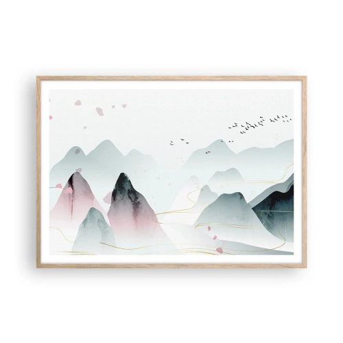 Affiche dans un chêne clair - Poster - Au-delà des sommets - 100x70 cm