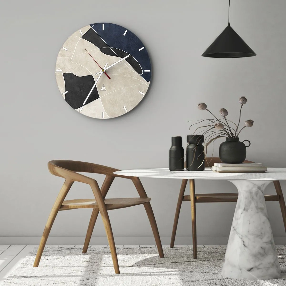 Horloge murale - Pendule murale - Composition abstraite - contraste de couleurs - 40x40 cm