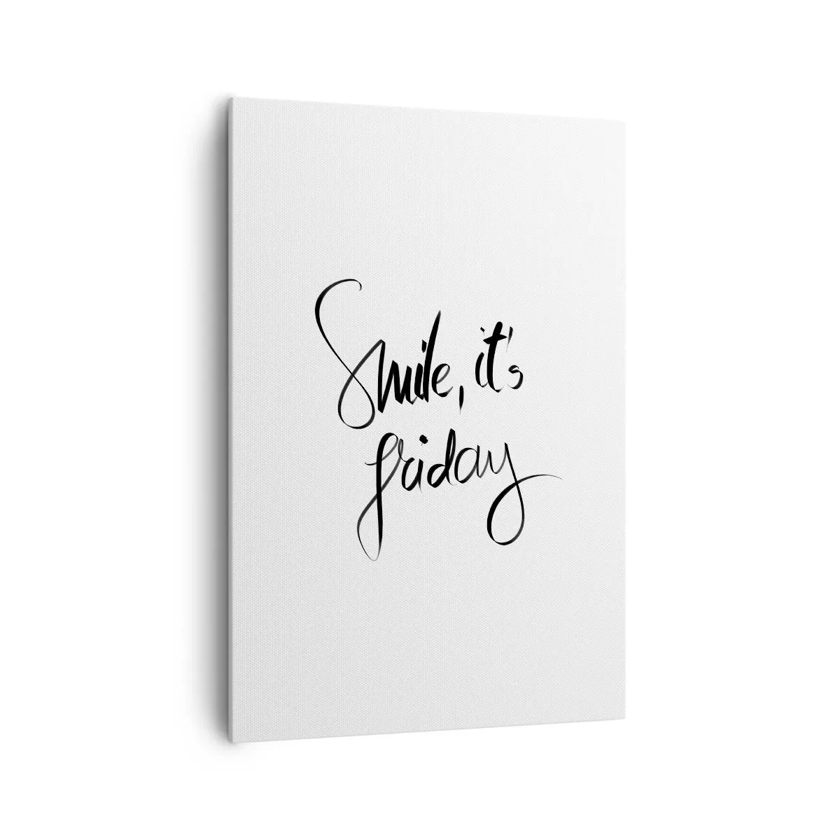 Impression sur toile - Image sur toile - Lettrage noir et blanc Souriez, c'est vendredi - 70x100cm - Joie réelle - Décoration murale moderne pour le salon et la chambre ARTTOR