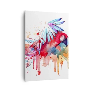 Impression sur toile - Image sur toile - Un perroquet dans un style aquarelle artistique - 70x100cm - Perroquets colorés - Décoration murale moderne pour le salon et la chambre ARTTOR