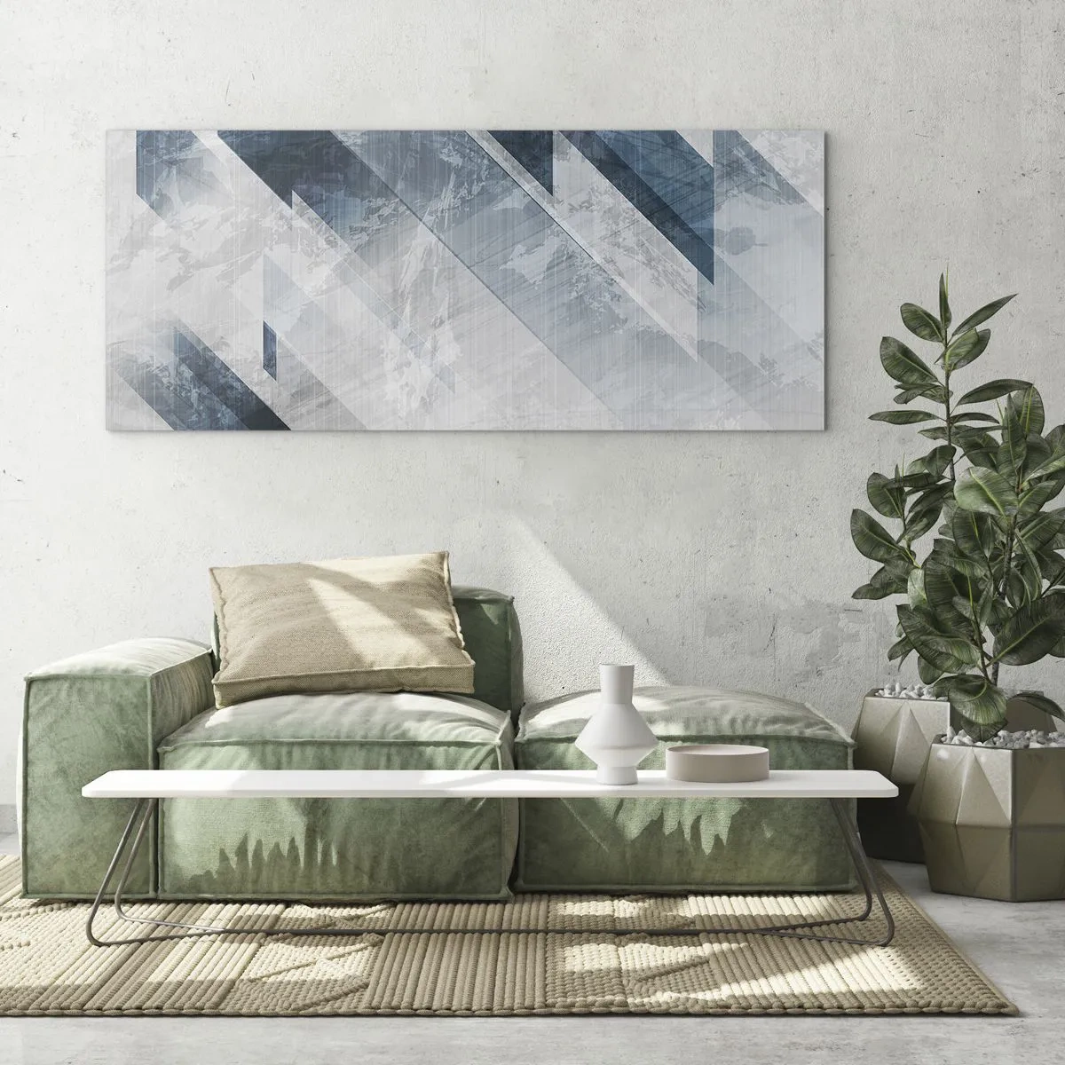 Impression sur verre - Image sur verre - Composition spatiale - mouvement gris - 100x40 cm