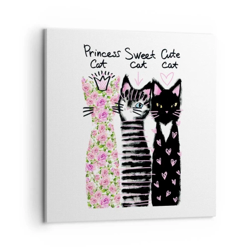 Impression sur toile - Image sur toile - Il y avait trois chats - 50x50 cm