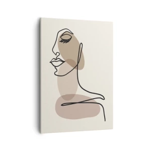 Impression sur toile - Image sur toile - Un profil féminin dans un style d'art linéaire minimaliste - 50x70cm - Une certaine ligne de beauté - Décoration murale moderne pour le salon et la chambre ARTTOR