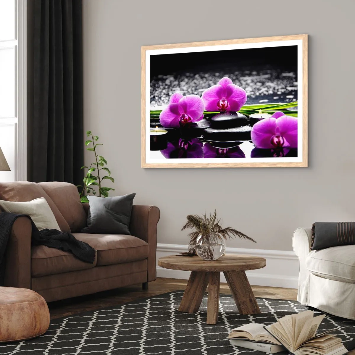 Affiche dans un chêne clair - Poster - Se noyer dans la paix et la tranquillité - 100x70 cm