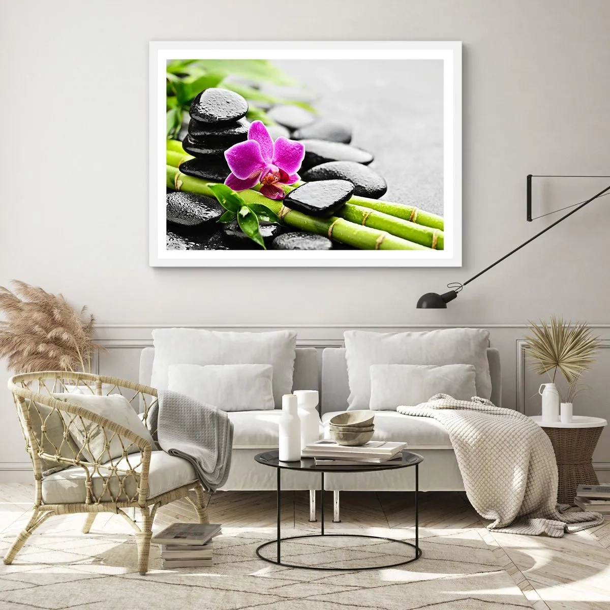 Affiche dans un cadre blanc - Poster - Dans un équilibre de calme - 91x61 cm