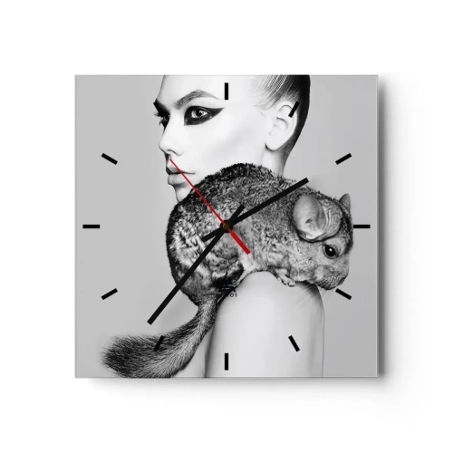 Horloge murale - Pendule murale - Dame au chinchilla - 40x40 cm