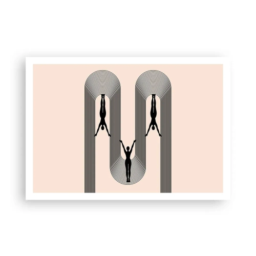 Affiche - Poster - Silhouettes géométriques sur fond beige - 100x70cm - Les jambes en l’air - Décoration murale moderne pour le salon et la chambre ARTTOR