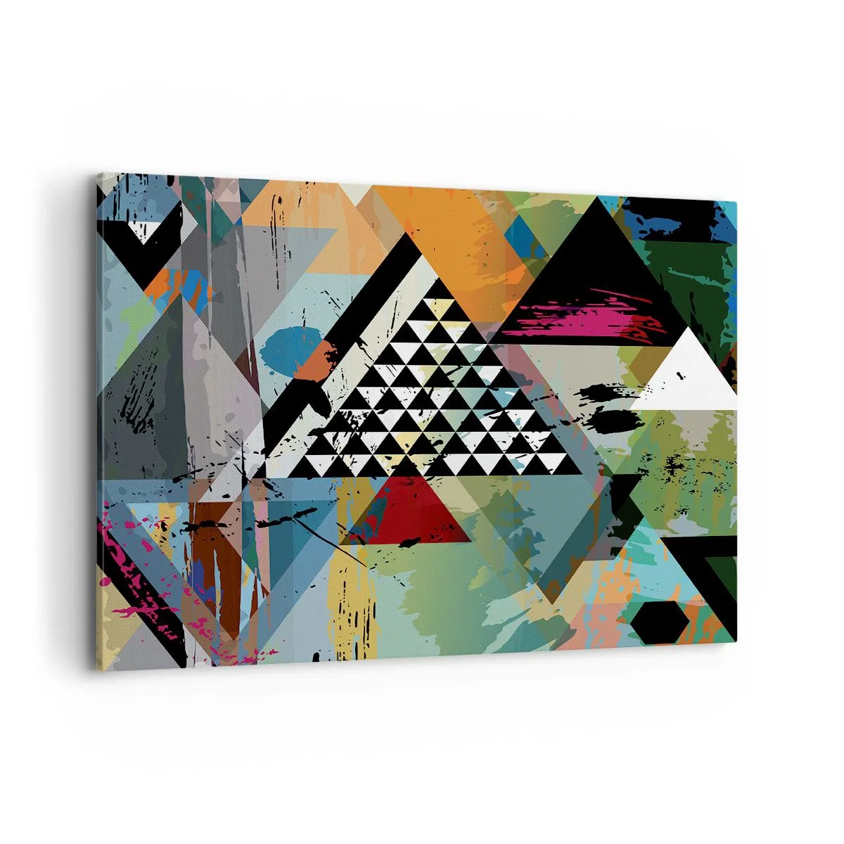 Impression sur toile - Image sur toile - Une composition abstraite de formes géométriques et de couleurs. - 120x80cm - Comme c'est facile - Décoration murale moderne pour le salon et la chambre ARTTOR