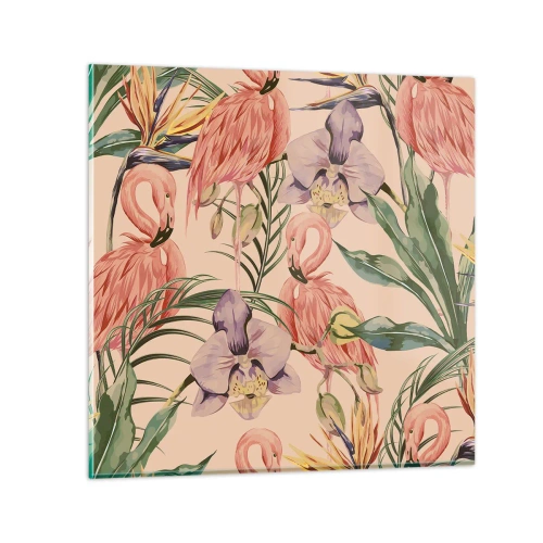 Impression sur verre - Image sur verre - Ballet rose dans les fleurs - 70x70 cm