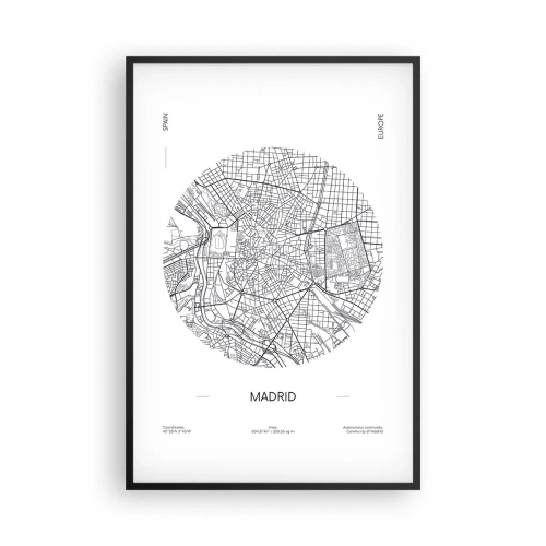 Affiche dans un cadre noir - Poster - Anatomie de Madrid - 61x91 cm