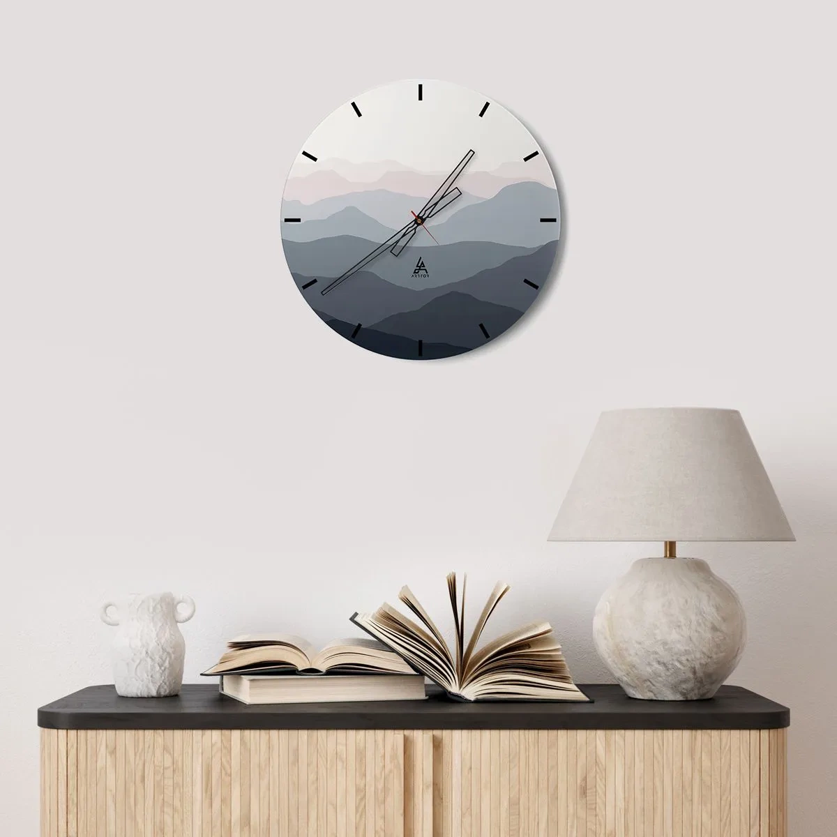 Horloge murale - Pendule murale - Vagues de montagnes - 40x40 cm