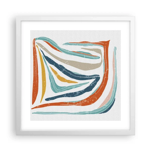 Affiche dans un cadre blanc - Poster - Abstraction avec un sourire amical - 40x40 cm