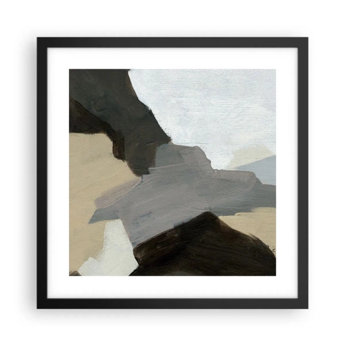 Affiche dans un cadre noir - Poster - Abstraction : le carrefour du gris - 40x40 cm
