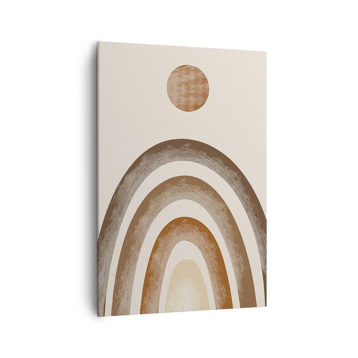 Impression sur toile - Image sur toile - Motif planétaire géométrique dans les tons de marron - 70x100cm - Dans une galaxie lointaine - Décoration murale moderne pour le salon et la chambre ARTTOR