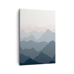 Impression sur toile - Image sur toile - Subtiles couches de montagne dans des tons de gris et de bleu - 50x70cm - Vagues de montagnes - Décoration murale moderne pour le salon et la chambre ARTTOR