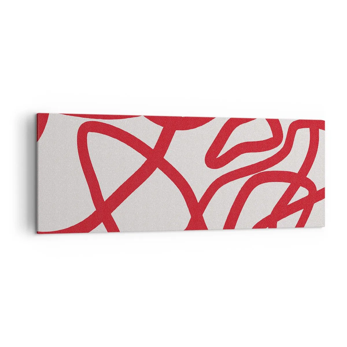 Impression sur toile - Image sur toile - Lignes abstraites rouges sur fond blanc - 140x50cm - Rouge sur blanc - Décoration murale moderne pour le salon et la chambre ARTTOR