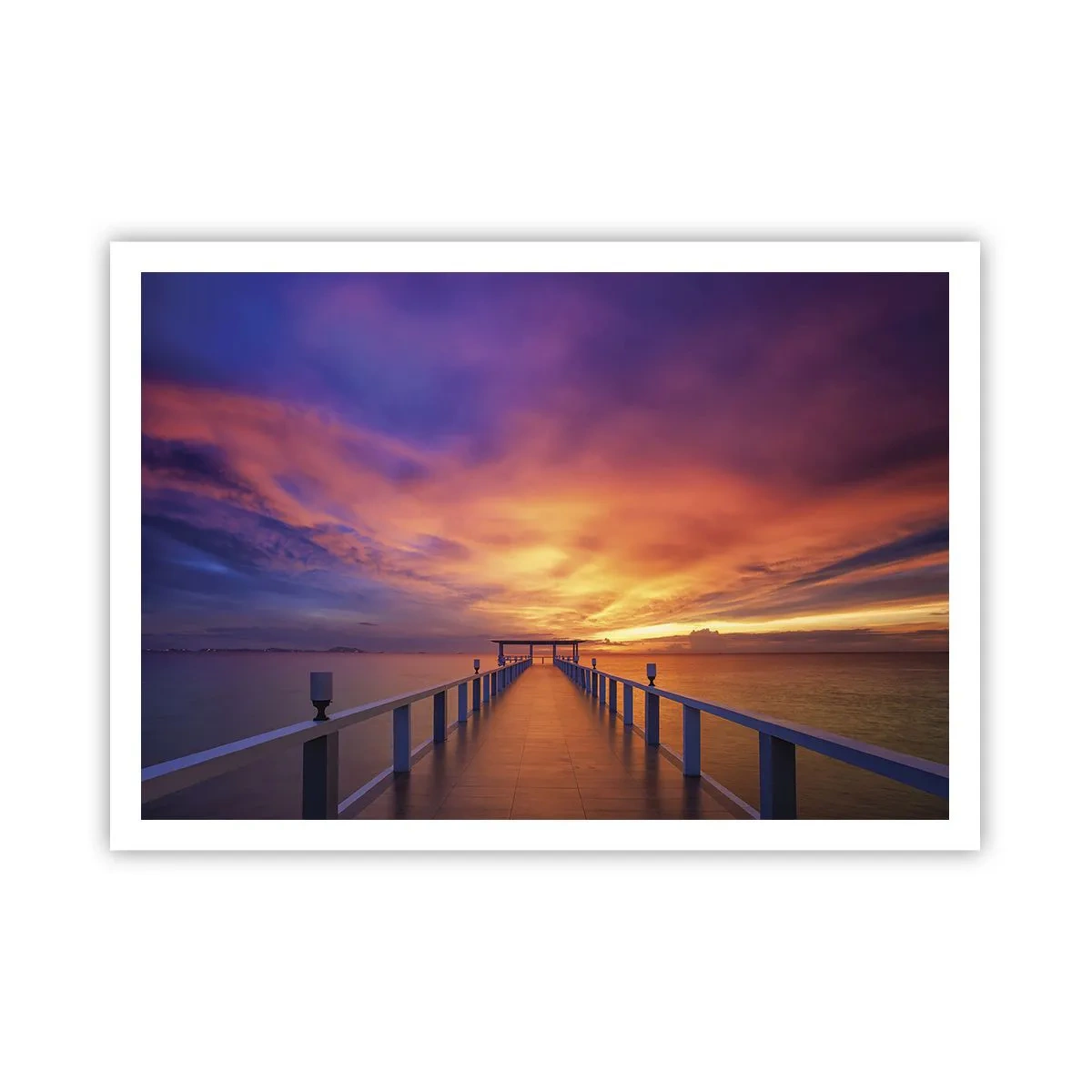 Affiche - Poster - Une jetée menant à la mer au coucher du soleil - 100x70cm - Sans fin - Décoration murale moderne pour le salon et la chambre ARTTOR