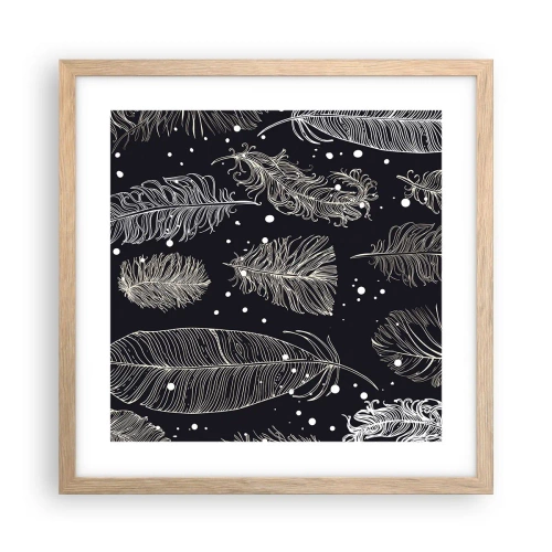 Affiche dans un chêne clair - Poster - Toile de plumes - 40x40 cm