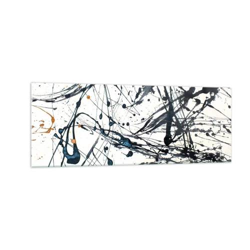 Impression sur verre - Image sur verre - Motif de peinture abstraite avec des lignes et des taches dynamiques - 140x50cm - Ca a du sens ou ça n'en a pas ? - Décoration murale moderne pour le salon et la chambre ARTTOR