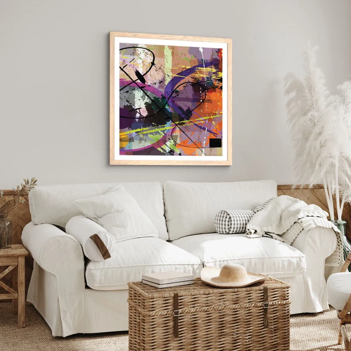 Affiche dans un chêne clair - Poster - Vous pouvez aller tout droit ou autour - 40x40 cm