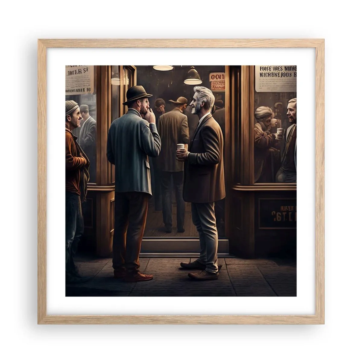 Affiche dans un chêne clair - Poster - Bon moment de la journée - 50x50 cm