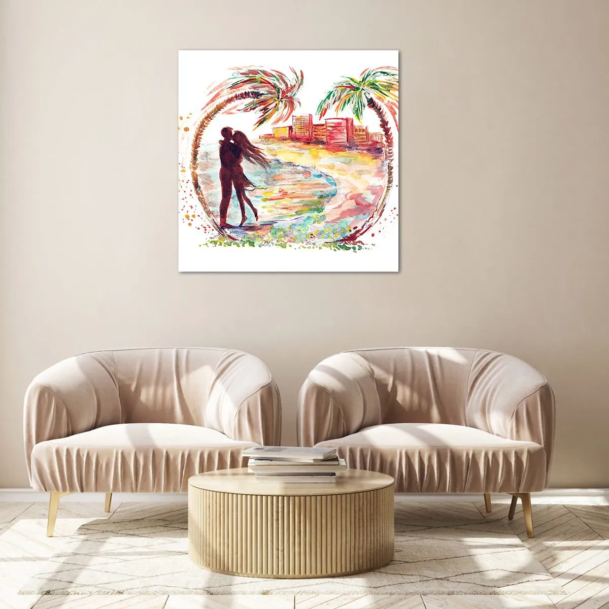 Impression sur verre - Image sur verre - Vacances romantiques - 30x30 cm